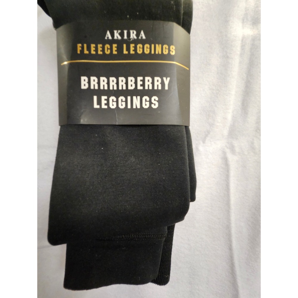 Akira Brrrrberry Fleece Leggings Black Winter Warm Ribbed Cuff Stretch Pants